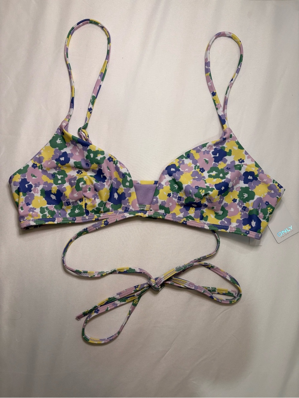 Only Floral Onlsimone Tie Bikini Top Size M - New